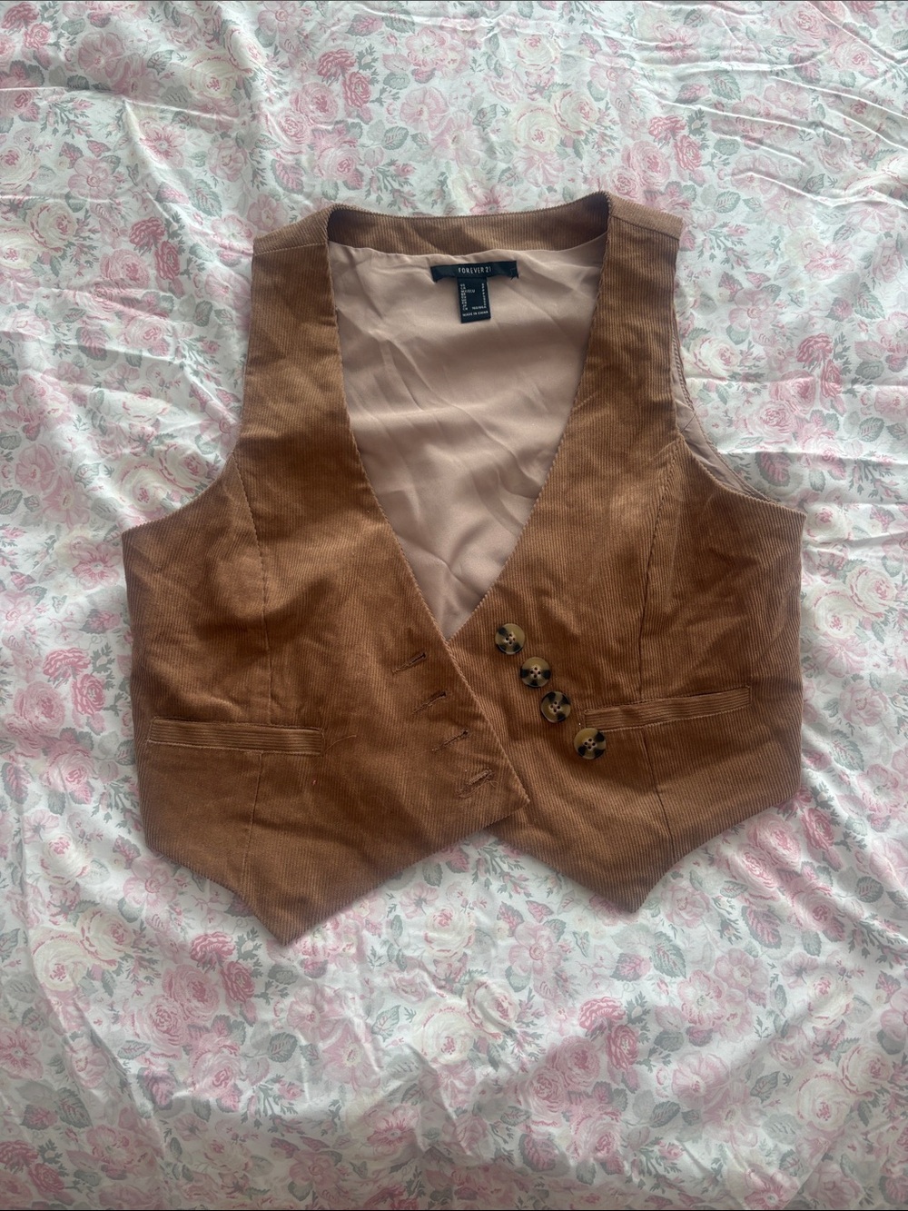 Brown Corduroy Button Front Vest